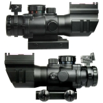 4X32 Prismatic Rifle Scope with Fiber Optic Sight Tri-illuminated BDC Recticle
