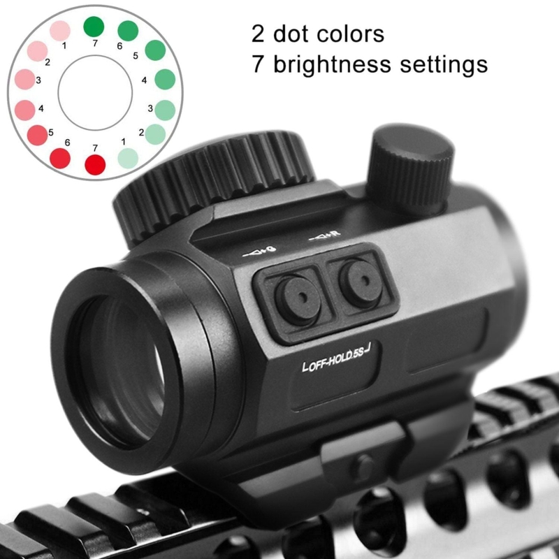 Red / Green Dot Sight 2 MOA Reflex Gun Sight Rifle Scope With 1 inch Riser Mount