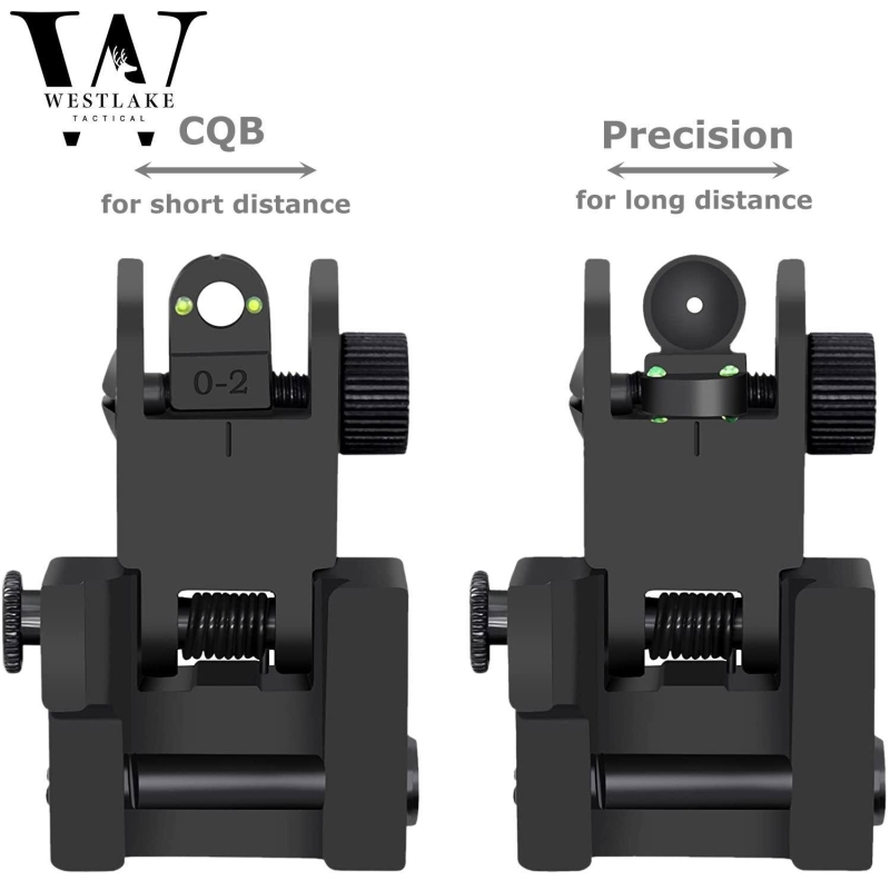 Fiber Optics Tactical 223 556 Flip Up Rapid Transition Front and Rear Iron Sight