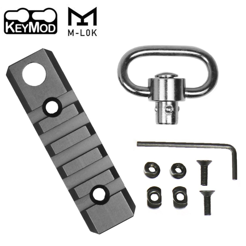 3 5 8 10-Slot KeyMod M-LOK Picatinny Rail Section & Push Button QD Sling Swivel