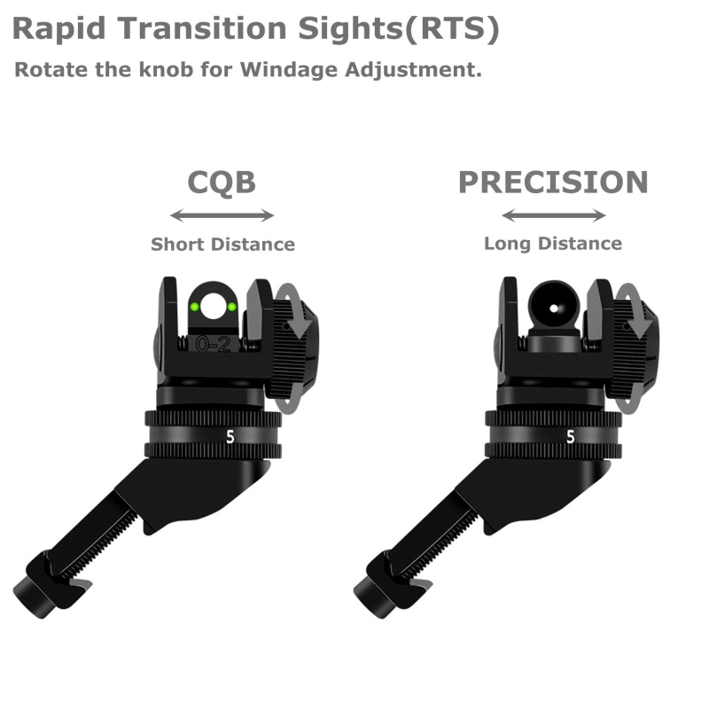 Fiber Optics Front Rear 45 Degree Offset Rapid Transition BUIS Backup Iron Sight | West Lake Tactical