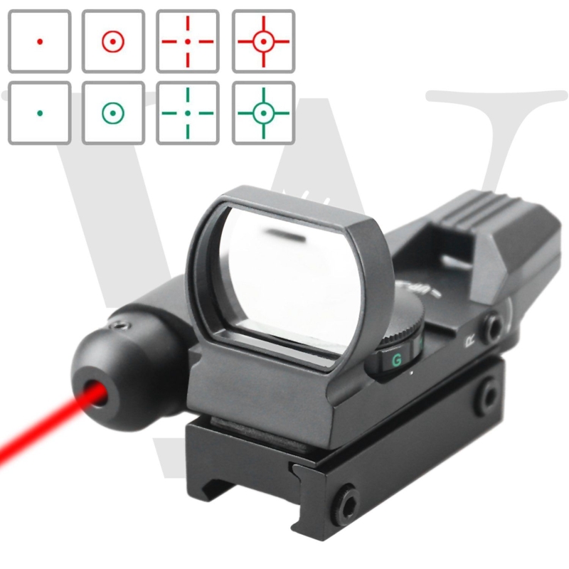 Tactical Reflex Red Green Dot Sight Scope With Red Laser Holographic Illuminated