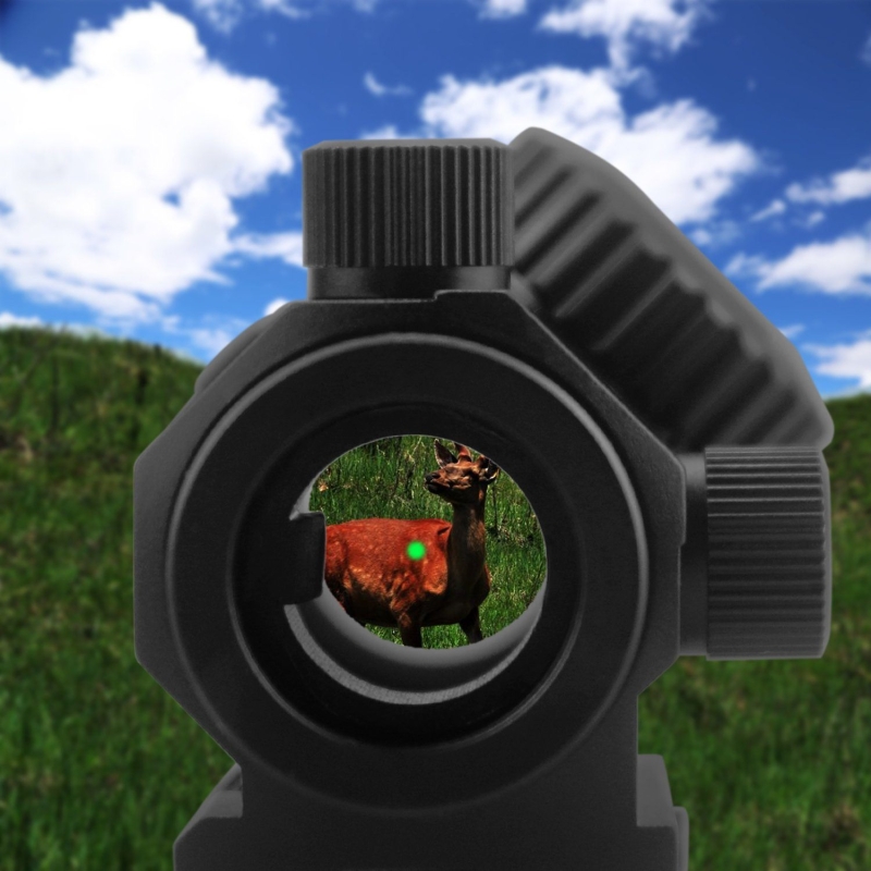 Red / Green Dot Sight 2 MOA Reflex Gun Sight Rifle Scope With 1 inch Riser Mount