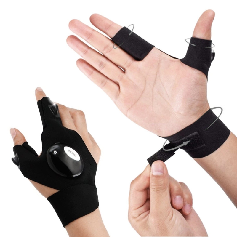 1 Pair LED Flashlight Gloves for Outdoor Fishing Camping Hiking Gloves Men Women - West Lake Tactical