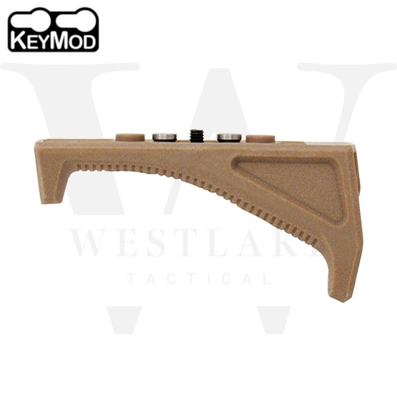 Tactical KeyMod Angled Forward Foregrip Fore Grip Forend Hand Stop Black / Tan