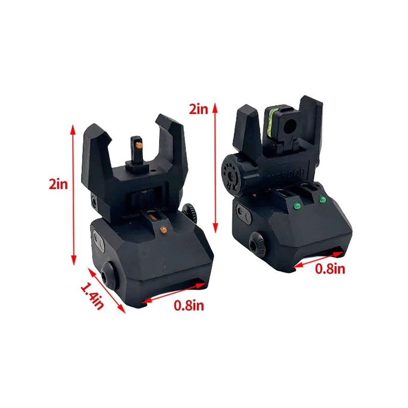 Foldable Iron Sights Flip-up Front and Rear Sight Fiber Optics Dual Aiming Mode | West Lake Tactical