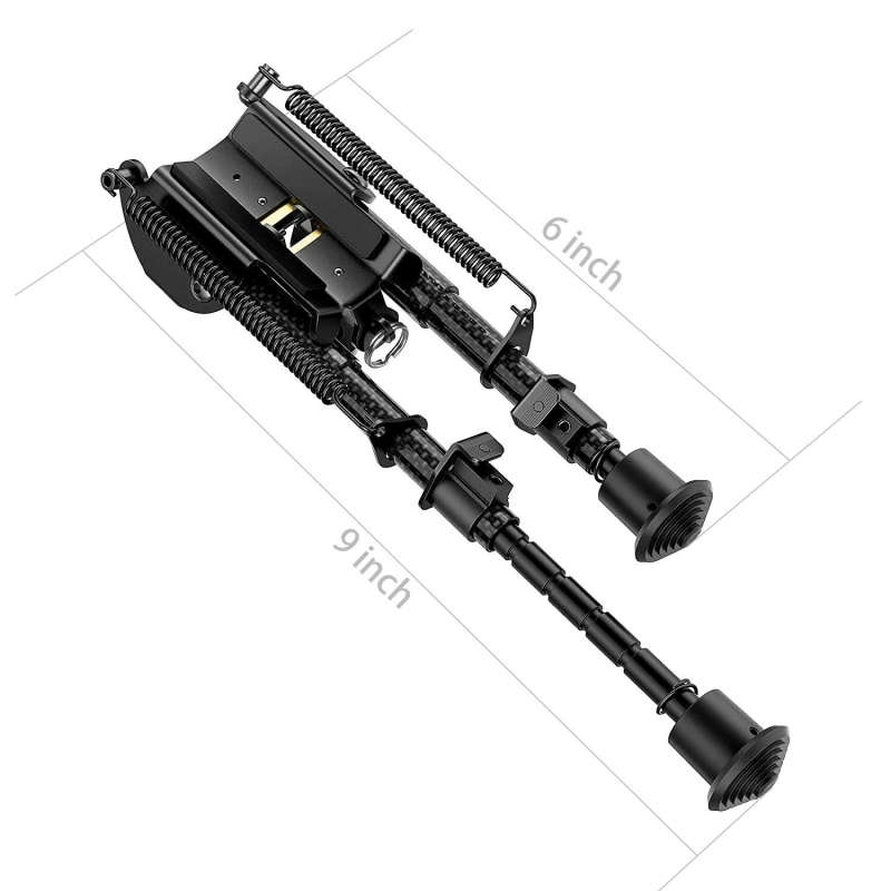 6" to 9" Carbon Fiber Adjustable Spring Return Hunting Rifle Bipod