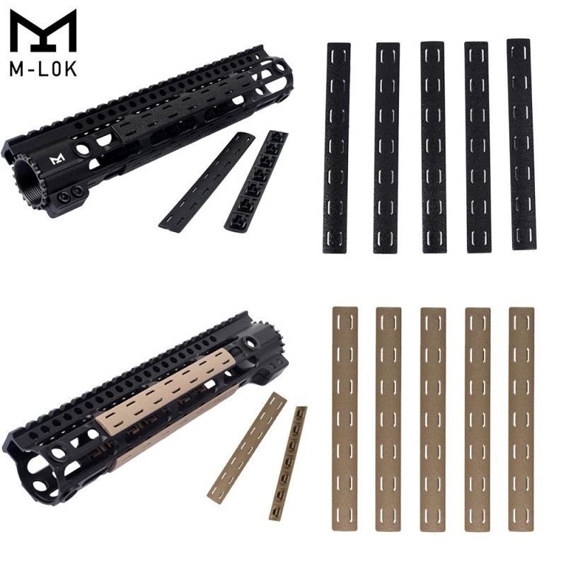 8_0afdd1f4-cc1f-4930-9199-2fb95ffff9d4 5.5" M-LOK Rail Panel Cover Handguard Slot Covers Snap-in 5 PCS Pack Black / Tan