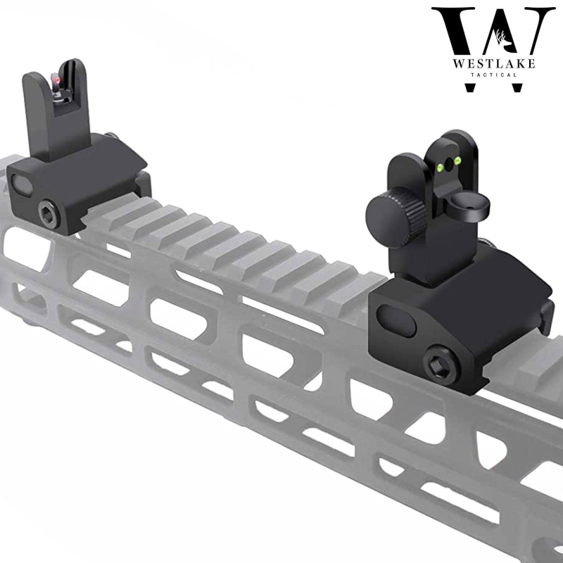 Fiber Optics Tactical 223 556 Flip Up Rapid Transition Front and Rear Iron Sight