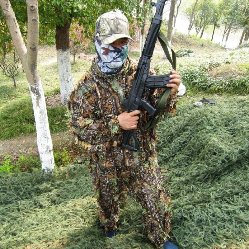 3D Ghillie Suit Set Sniper Train Leaf Jungle Forest Wood Hunting Camouflage