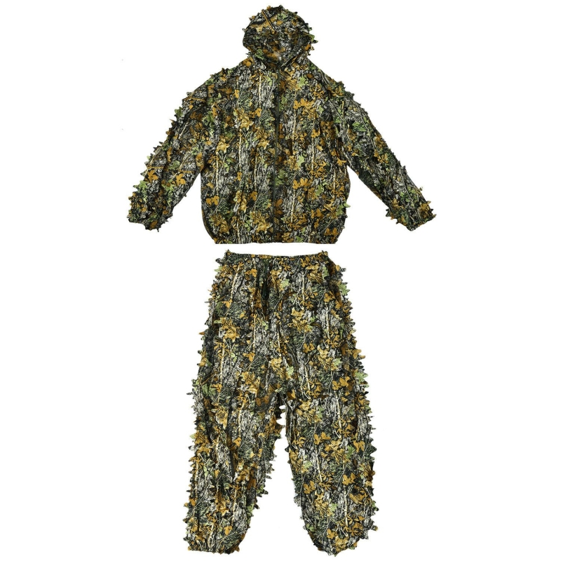 3D Ghillie Suit Set Sniper Train Leaf Jungle Forest Wood Hunting Camouflage