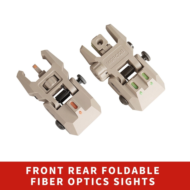 Foldable Iron Sights Flip-up Front and Rear Sight Fiber Optics Dual Aiming Mode | West Lake Tactical