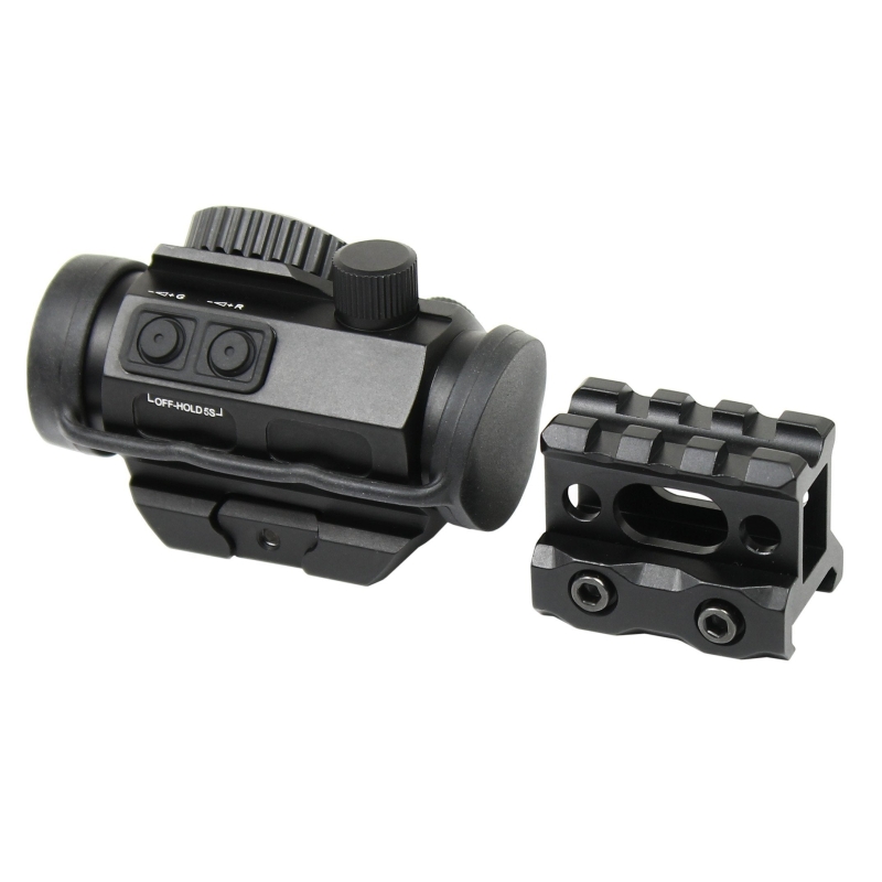 Red / Green Dot Sight 2 MOA Reflex Gun Sight Rifle Scope With 1 inch Riser Mount