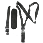 Tactical Single One Point Bungee Gun Rifle Sling + QD + HK + Pad + Swivel Mount