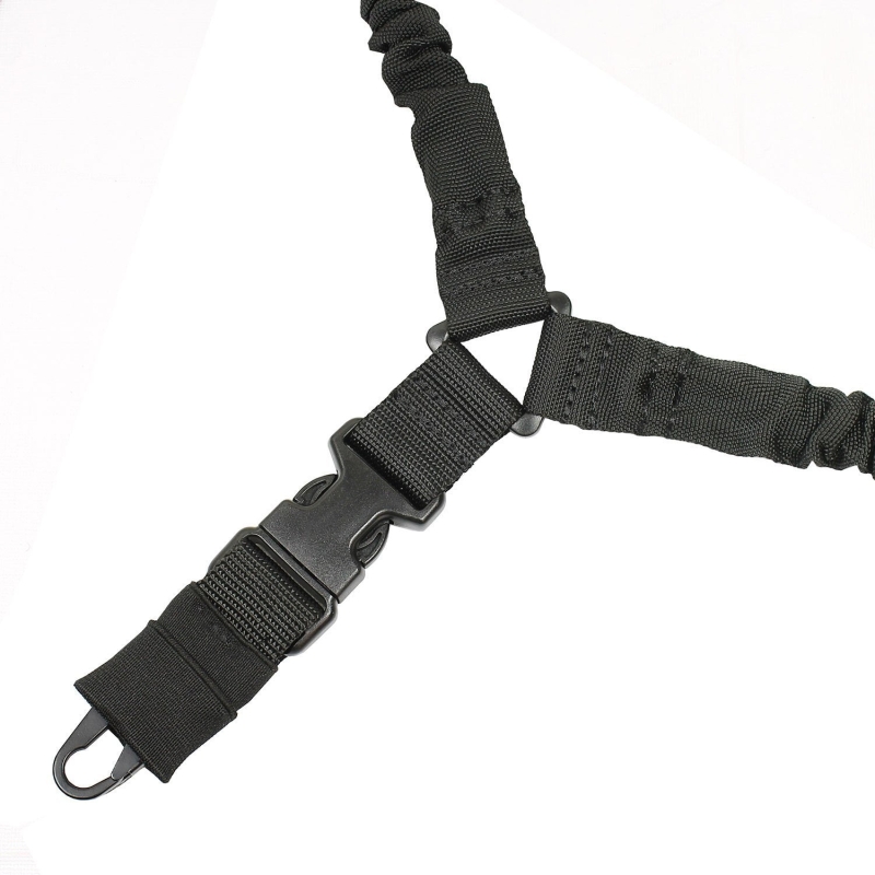 Tactical 1 Single One Point Bungee Gun Rifle Sling + QD+HK+Strap+Shoulder Pad