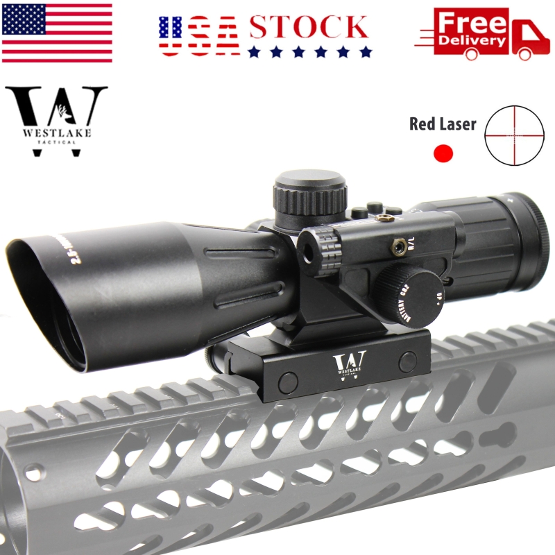 WLT 2.5-10x40IR Rifle Scope Mil-dot illuminated with Red Dot Laser Sight | West Lake Tactical