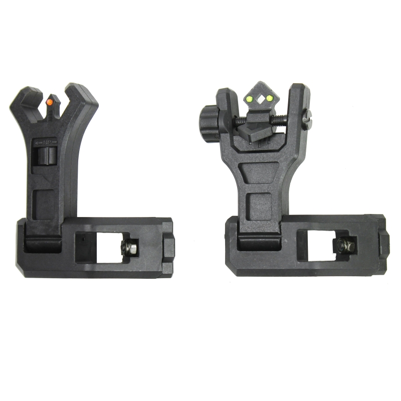 Foldable 45 Degree Fiber Optics Iron Sights Offset Front and Rear Sight Polymer - West Lake Tactical