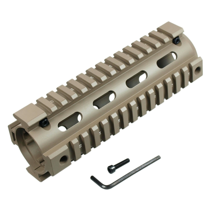 6.7" Length Carbine Handguard Picatinny Quad Rail with Rail Covers Tan