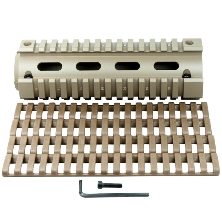 Picatinny quad rail handguard with ladder rail covers