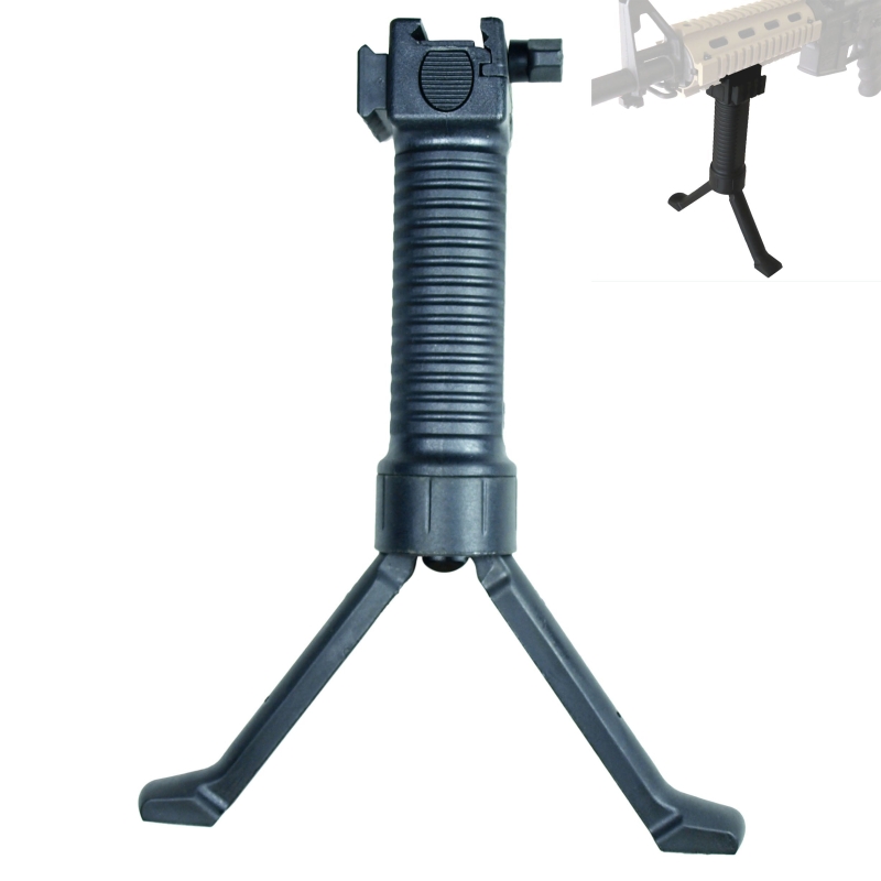 Tactical Picatinny Retractable Foregrip Bipod  Reinforced Insect Legs & Acc Rail | West Lake Tactical
