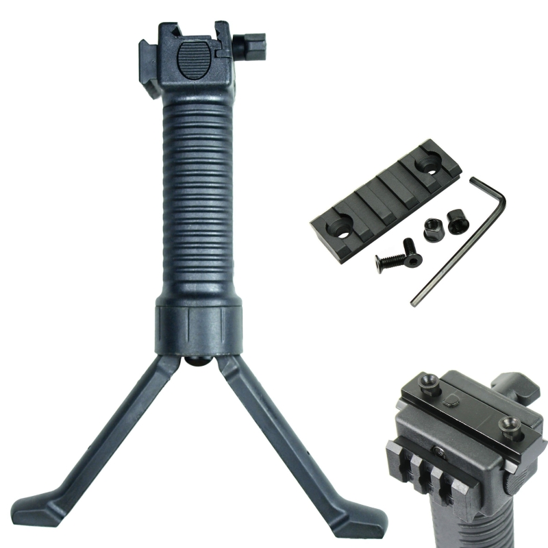 keymod Tactical Foregrip / Bipod with 2" Picatinny Rail Section for KEYMOD Handguard