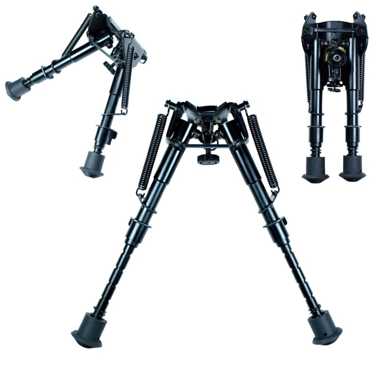 Adjustable spring-return rifle bipod