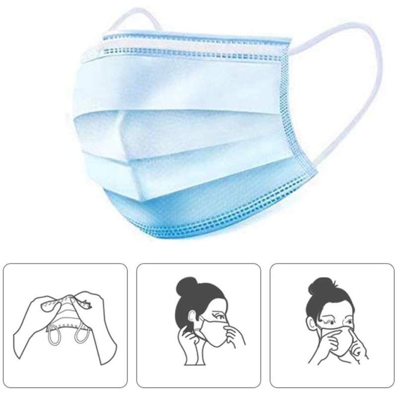 50 PCS 3-PLY Disposable Face Mask Protective Earloop Mouth Cover FH High Quality