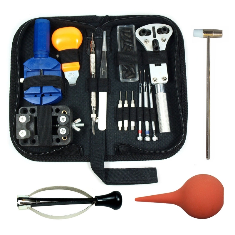 set_1_3_no_texta Watch Repair Tool Kit Case Opener Link Remover Spring Bar Tool - Carrying Case